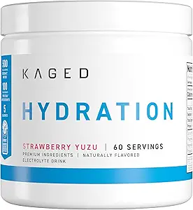 Kaged Hydration Electrolytes Toz | Strawberry Yuzu | Hydra-Charge Sports Drink Mix | Pre, Post, Intra Workout | Low Carb, Vegan, Gluten Free | Supplements for Men & Women | 60