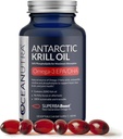 Vahşi Caught Antarktika Krill Oil 500 mg Softgels, SuperbaBoost Omega 3 Supplement, EPA & DHA, Astaxanthin, Choline,% 56 Phospholipids, Sürdürülebilir, Balık Yağı, Vanilla Flavor (60-Day Supply)