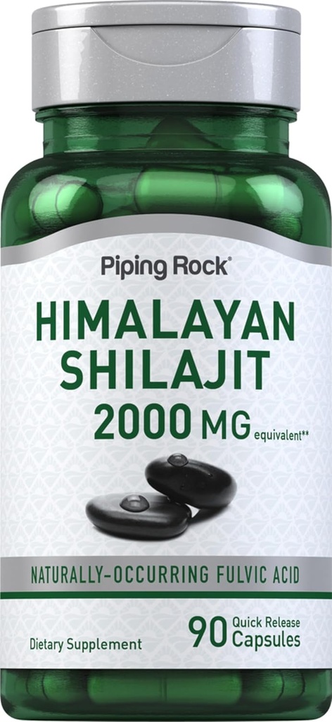 Piping Rock Shilajit Capsules | 2000 mg | 90 Kont | Himalaya Fulvic Acid | Non-GMO, Gluten Free Supplement Supplement