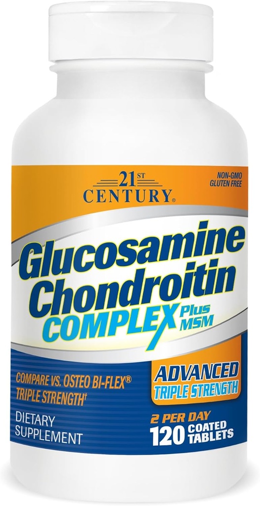 21ος αιώνας Glucosamine Chondroitin Complex Plus MSM, Advanced Triple Strength, 120 δισκία