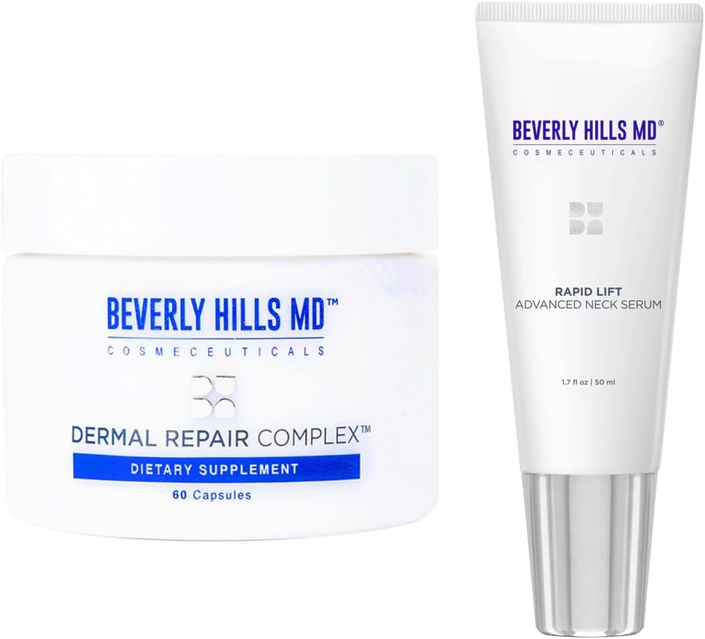Beverly Hills MD Neck & Body Combo Regimen Bundle- Dermal Repair Complex & Rapid Lift Advanced Neck Serum- Helps w/Hydration, Εμφάνιση Γήρανσης Δέρμα, ρυτίδες, Fine Lines & Υποστήριξη Collagen