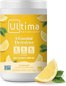 Ultima Replenisher Daily Electrolyte Toz İçecek Mix – Sugar Free – Lemonade, 90 Hizmet - 6 Key Electrolytes ve Trace Minerals ile Hydration Toz – Keto Friendly, Vegan, Non-GMOMO