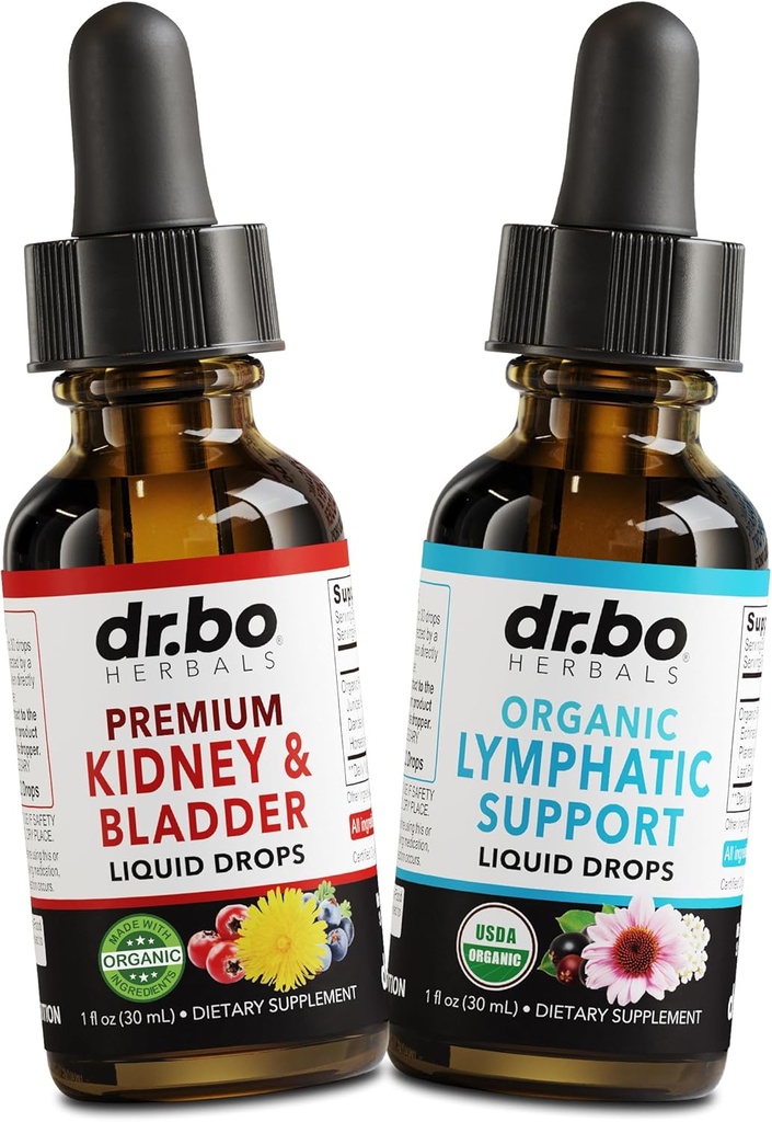 Kidney Bladder & Lymphatiage Supplements Drops - Organik Kidney Bladder Supplements Drops & Lymphatic Support Liquid Cleanse - Renal Cleanse Detox Urinary Tract Lymph System