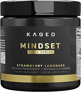 Kaged Nootropic Mindset Elite, Focus ve Verimlilik Supplement, Organik Caffeine, Supports Working Memory, Focus, Energy, and Mood*, Strawberry Lemonade - 30 Hizmet