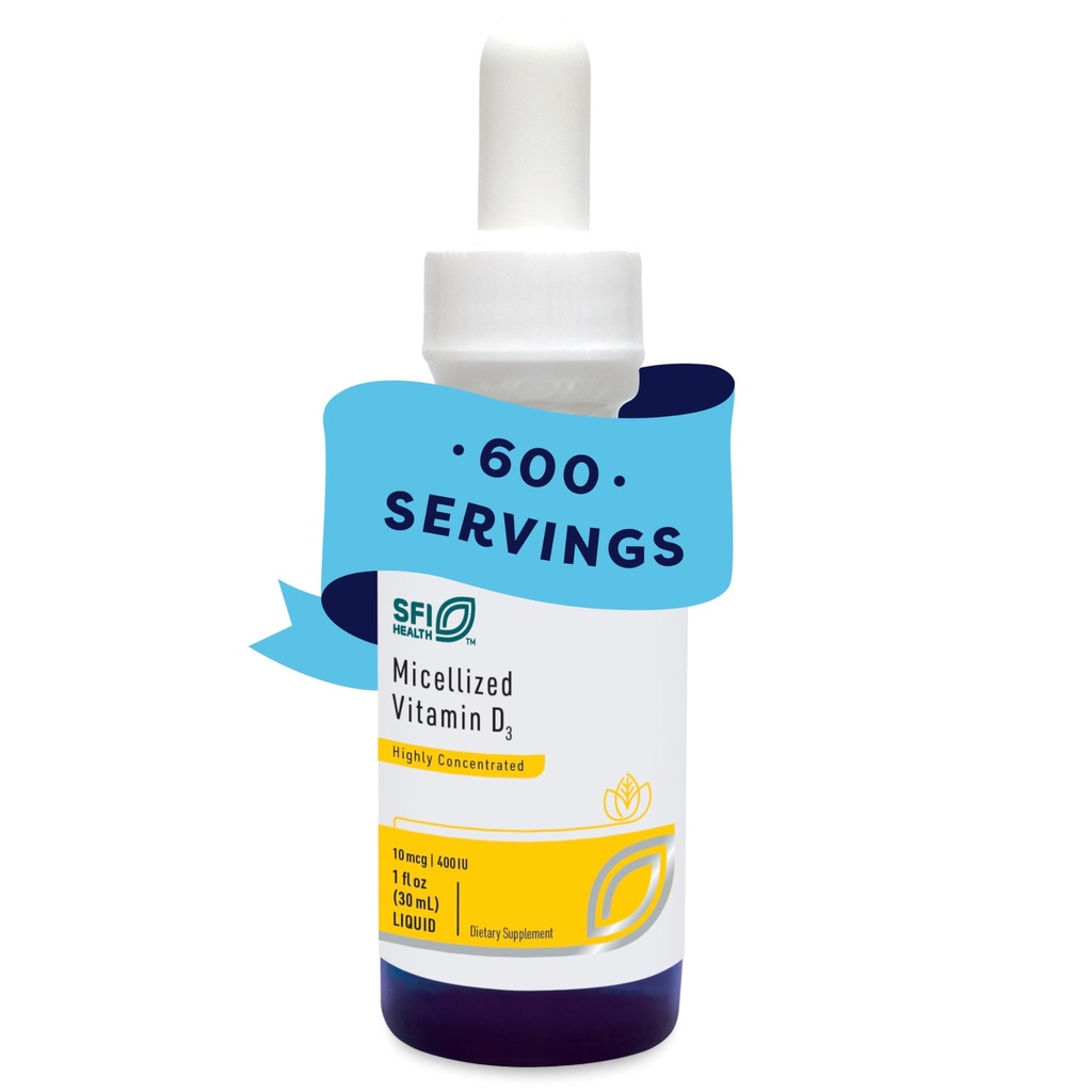 Klaire Labs SFI Health Micellized Vitamin D3 Material for Children, Infant & Yetişkinler - 400 IU Vitamin D per Drop - Çocuklar için Uygun - Immune Desteği - Mango Orange Flavor Drops (600 hizmet / 1 fl oz)