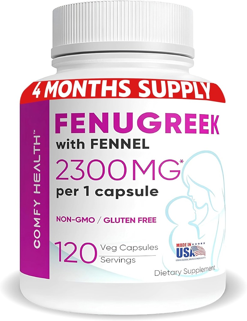 Fenugreek Capsules With Fennel For Lactation, 2300 mg Per Capsule, 120 Kont, Fenugreek Pills Non-GMO, Gluten Free Fenugreek Tohumları Ekstraksiyon Tamamları, Fenogreco Capsulas