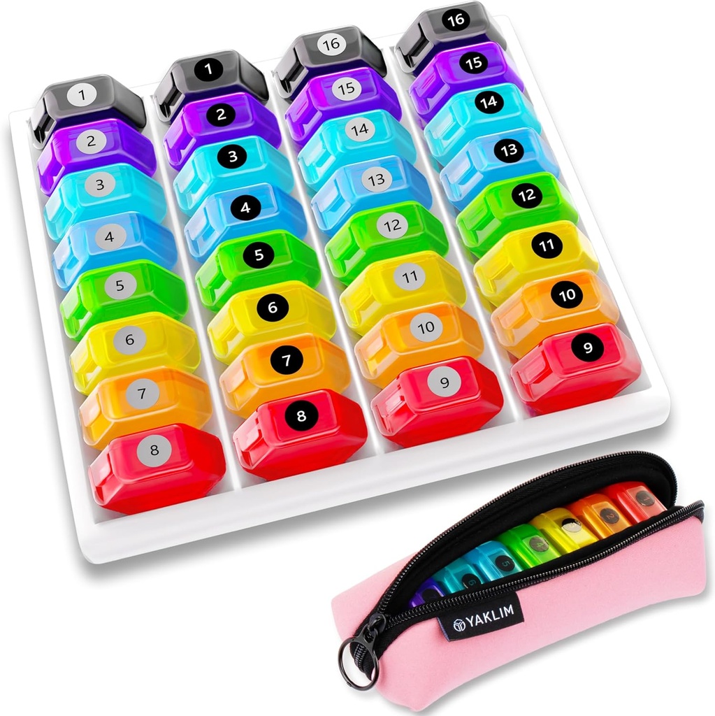 Aylık Pill Organizer 1-Time a-Day: 30 Günlük Pill Organizer with Etiketler, Portre Aylık Pill Box, Ay Pillrec ith Porte For Vitamin, Tıp, Fish Oil, Supplements