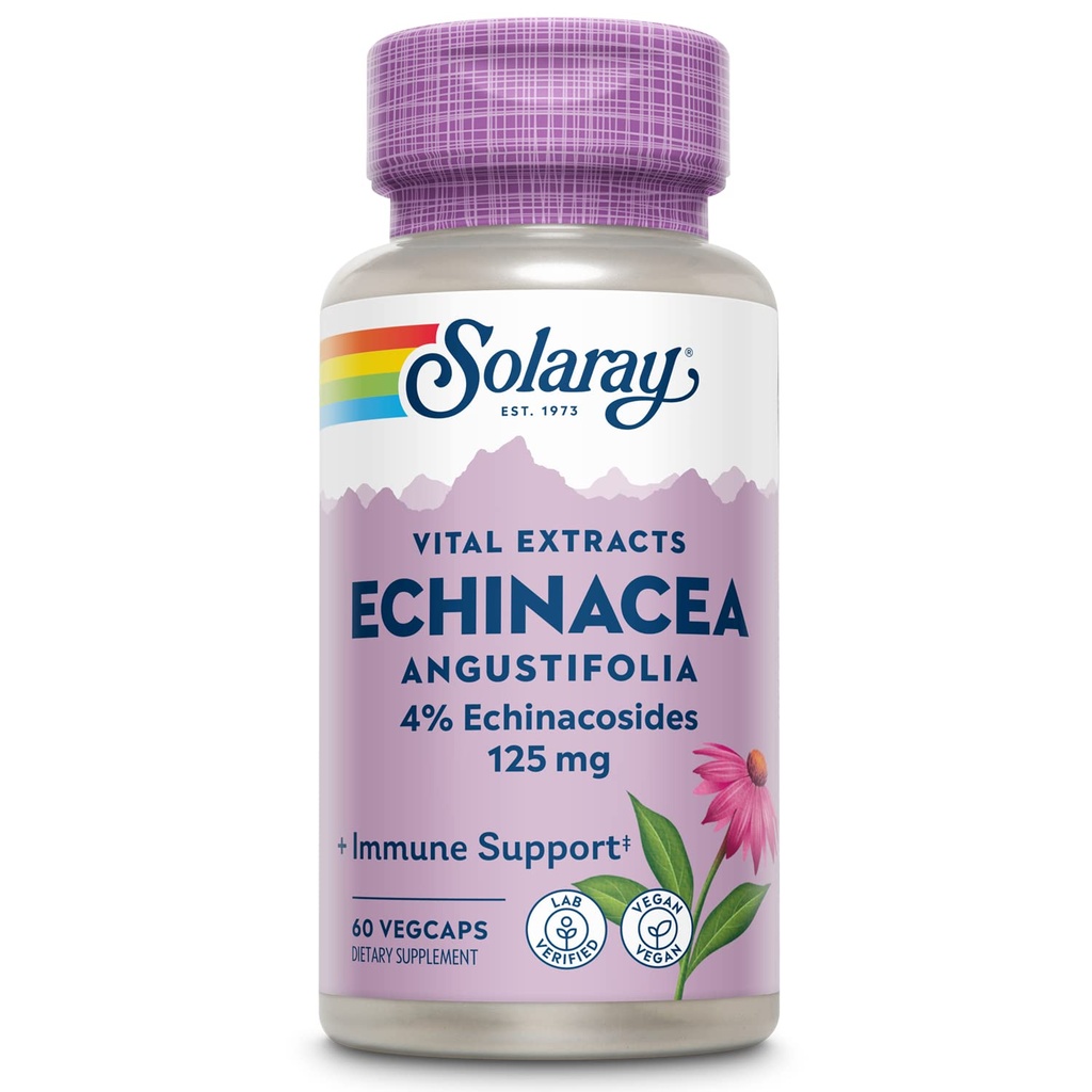 SOLARAY Echinacea Angustifolia Root Extract 125 mg | Sağlıklı Immune & Respiratory Function Support | 60 VegCaps