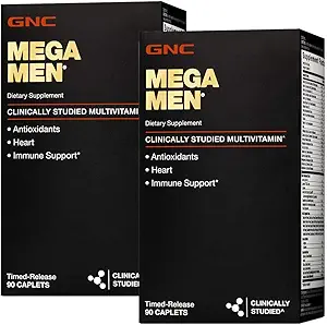 GNC Mega Erkekler Multivitamin | Kalp Sağlığı ve Immune Support | Twin Pack (2 x 90 Count)