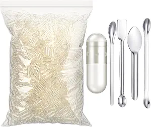 Timgle 2000 Count Boş Capsules with Lab Spoon fill Kit Clear Fillable Boş Konteyner DIY Sebze Kapsülü Kendi Tamamlarınızı Yapmak için Doldurun