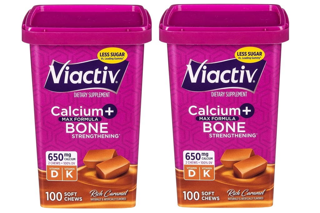 Viactiv Max Formuladis +Vitamin D3 Bone Health, Rich Caramel, 100 Soft Chews - 2 Pack