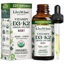 LiveWise Naturals Βρεφική Βιταμίνη D3-K2 Υγρό Συμπλήρωμα, Σταγόνες Βιταμίνης για Βρέφη και Τοντλερς, για Υγιεινή Ανάπτυξη, Ανάπτυξη και Καθημερινή Ευεξία, Εύκολο στη Χρήση Σταγονόμετρο σε Γυάλινο Μπουκάλι, 1 Fl Oz