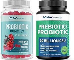 Probiyotik & Prebiyotik Capsules ve Probiyotik Gummies | Tamam Gut Health, Digestion ve Immune Support Sche | Gummies with 20 Milyar CFU, Vitamin C, and Folic Acid