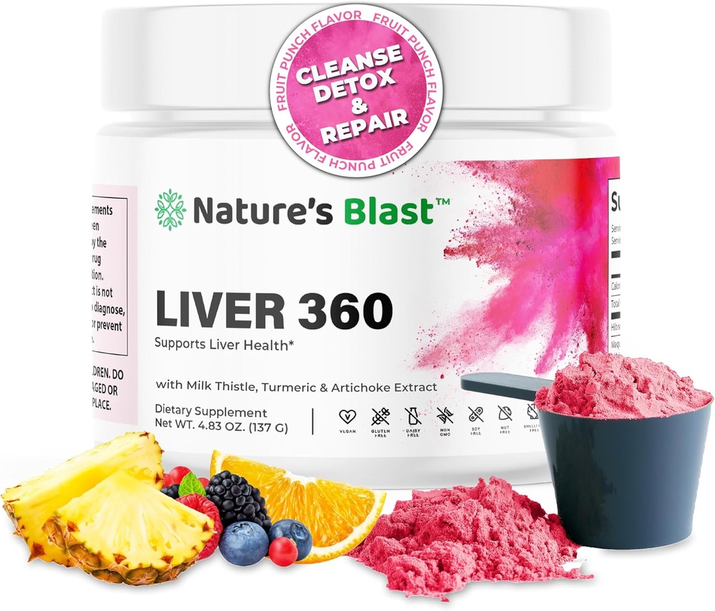 Liver 360 - Liver Cleanse Detox & Toz Butle, Turmeric & Artichoke Ekstraksiyon Meyvesi Flavor – 30 Hizmet