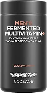 Codeage Men’s Daily Multivitamin – 25+ Ουσιώδεις Βιταμίνες & Ορυκτά, Βιολογικά Ολόκληρα Τρόφιμα, Προβιοτικά, Ωμέγα-3, Ψευδάργυρος, Βιταμίνες A, B, C, D, E & K, 2 Pack