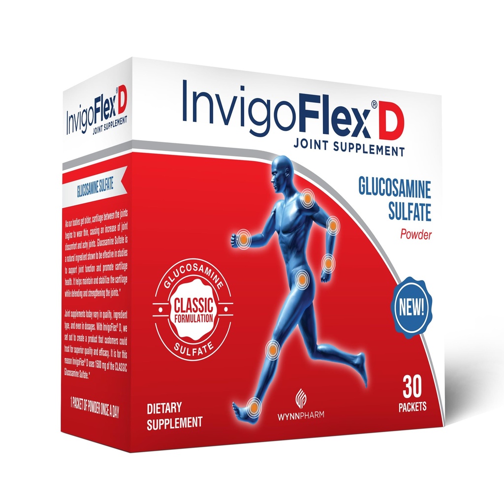 INVIGOFLEX® D - Glucosamine Sulfate Toz (Classic Formulation) - Dizler için Premium Ortak Supplement, Hands, Back ve Hip Support Packets | 30 Packets