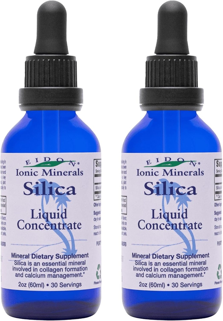 Eidon Liquid Silica Mineral Yoğunluğu - Saç, Skin ve Nails için Silica Supplement, Silica Drops to Support Collagen Production, NoEDIT Sugar - 2 oz, 2 Pack