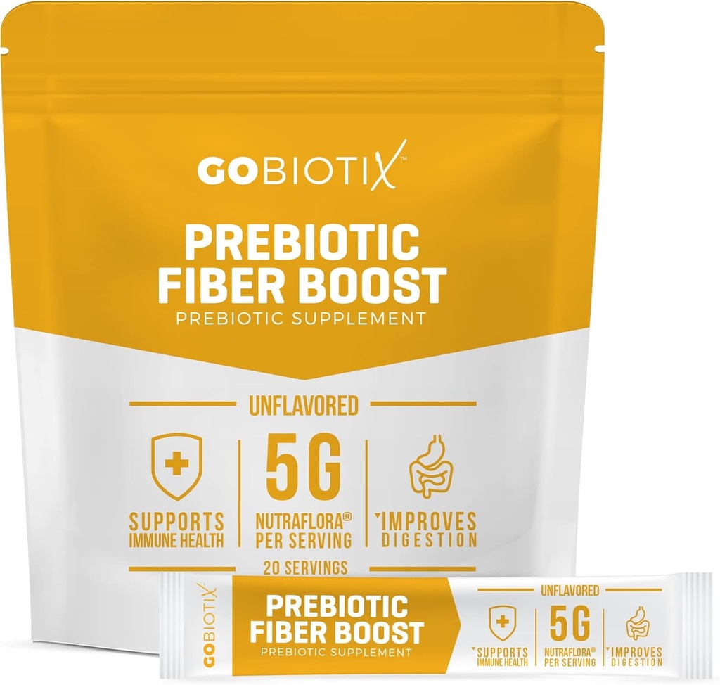 GoBiotix Fiber Supplement Toz, Digestive Health ve GLP-1 Desteği için Prebiyotikleri olan, Gut Health & Debloat için Parlak Fiber, Keto, Vegan, Gluten & Sugar Free, 20 Hizmet (Travel)