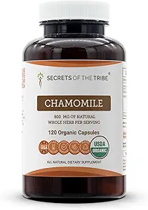 Tribe Chamomile USDA Organik 120 Capsules | High-Potency Herbal Supplement | Made with Vegetarian Capsules and Organic Chamomile (Matricaria recutita) kuru Çiçek (120 Count)