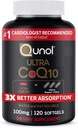 Qunol CoQ10 100mg Softgels, Qunol Ultra CoQ10 100mg, 3x Καλύτερη απορρόφηση, Αντιοξειδωτικό για την καρδιακή υγεία & την παραγωγή ενέργειας, Συνένζυμο Q10 Βιταμίνες και συμπληρώματα, 120 Count (Pack of 24)