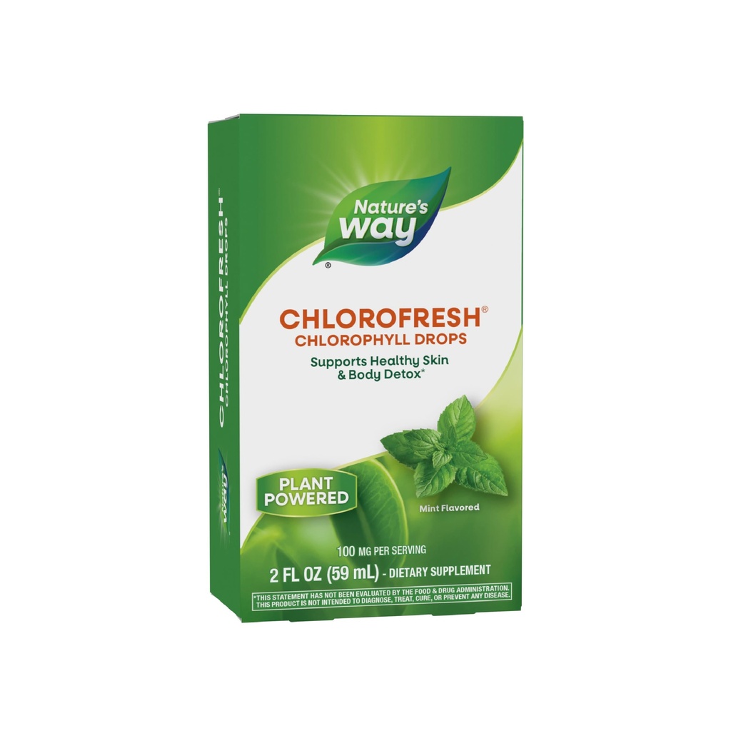 Nature's Way Chlorofresh, Liquid Chlorophyl Concentrate Drops, Internal Deodorant*, Υποστηρίζει την Αποτοξίνωση Pathways*, Mint Flavored, 2 Fl. Oz.