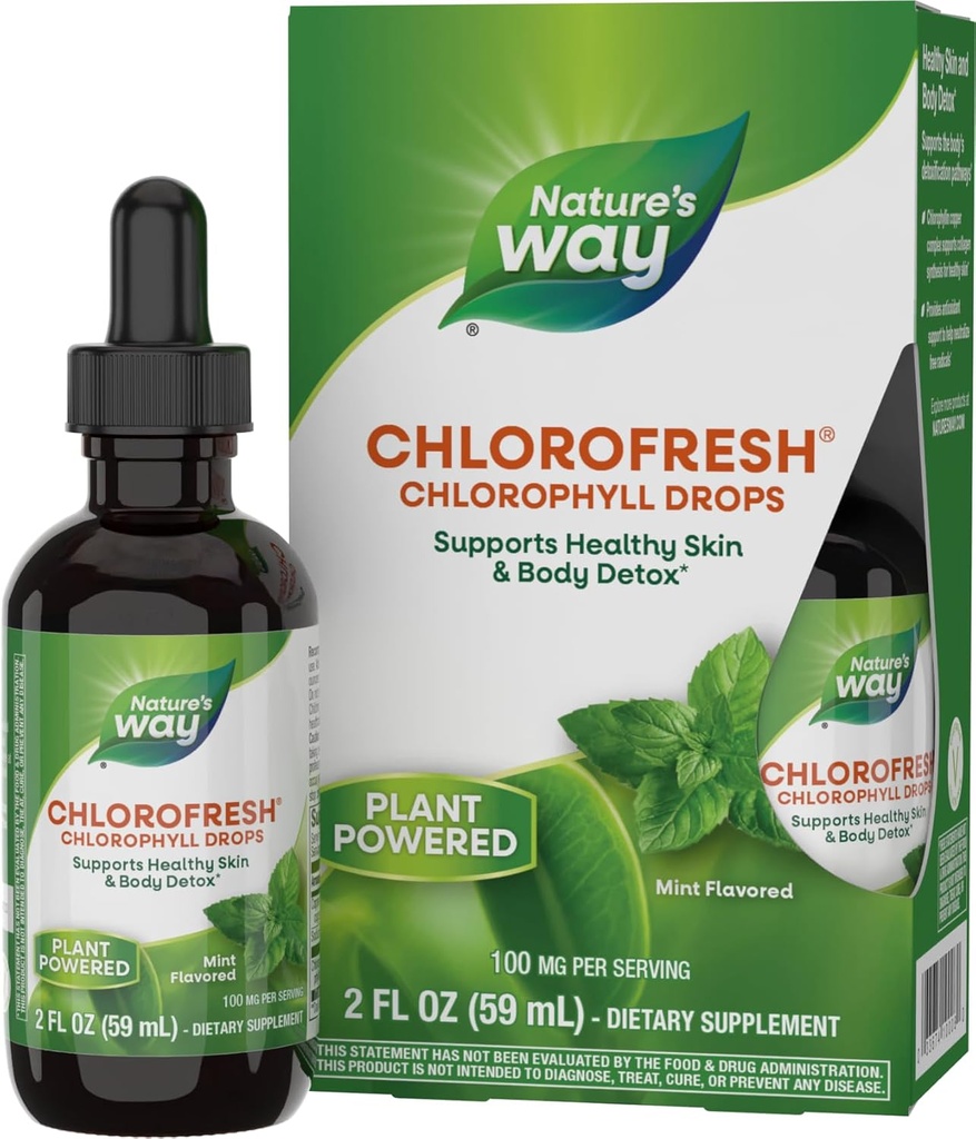 Nature's Way Chlorofresh, Liquid Chlorophyll Inter Drops, Internal Deodorant*, Supports Detoxification Pathways*, Mint Flavored, 2 Fl. Oz.
