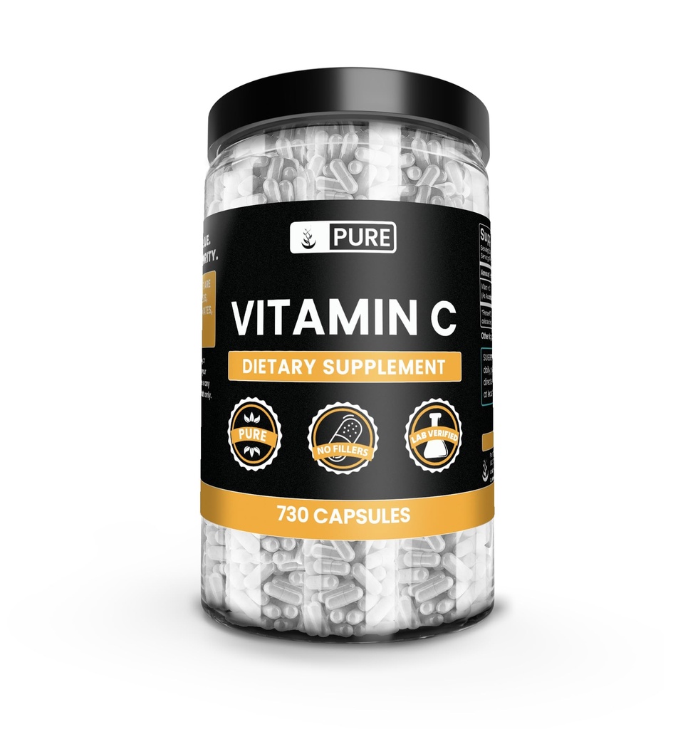 Saf Orijinal Malzemeler C vitamini (730 Capsules) Magnezyum Or Rice Fillers, Her Zaman Saf, Lab Onaylandı