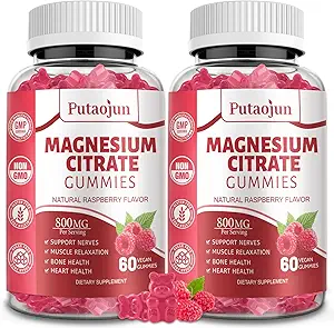 Magnezyum Citrate Gummies | Kadınlar için Tamam | High Abpole Supplement | Vegan, Non-GMO Magnezyum Gummies | 120 Raspberry Flavor (Pack of 2)