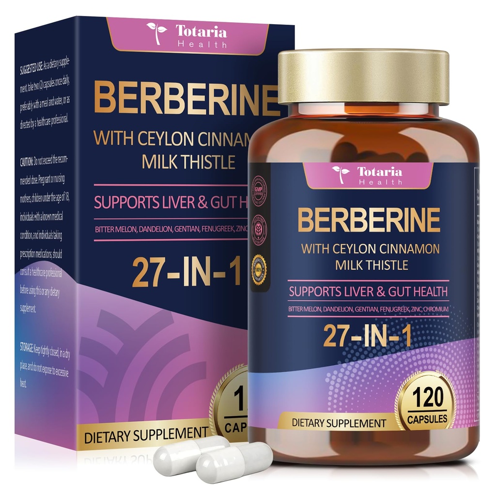 Ceylon Cinnamon ile Berberi Tamam, Süt Butle - GLP-1 Supplement GLP Activate Natural Formula, Berberine Plus for Liver & Gut Health, Immunity, Better Şekil, Men & Women - 120 Vegan Caps