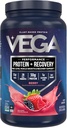 Vega Sport Vegan Protein Powder + Recovery - 30g Plant Based Protein per Serving, Berry, 19 Servings, 5g BCAAs, Probiotics, NSF Certified, For Shakes & Smoothies, 1.8lbs (Packaging May Vary)