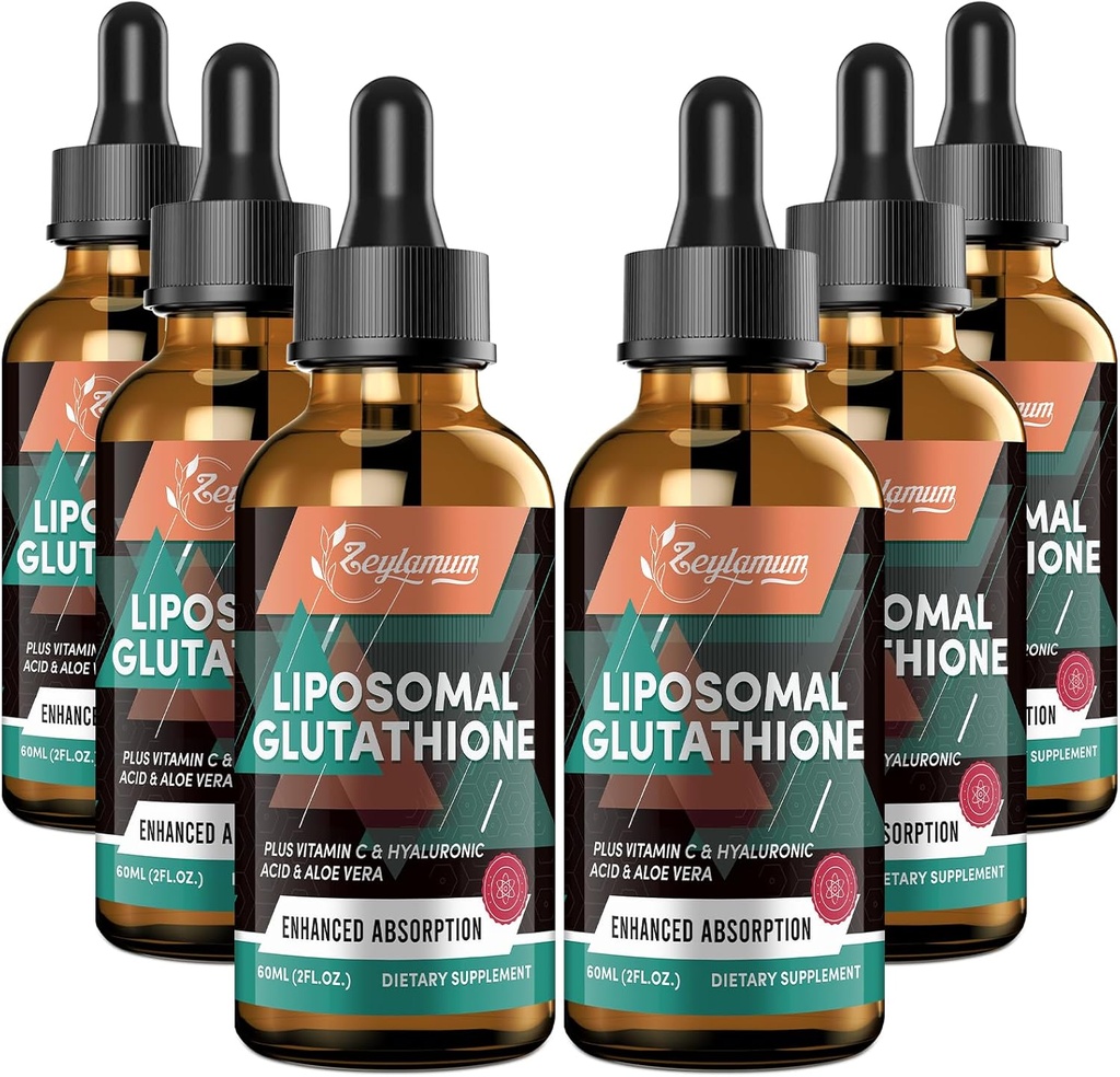 2000MG Liposomal Glutathione Liquid Drops, Ultra High Abxia, Natural Detoxification, Immune System & Skin Supprot*, L-Glutathione, C & Hyaluronic Acid, Capsules Alternative, 12.12 OZ