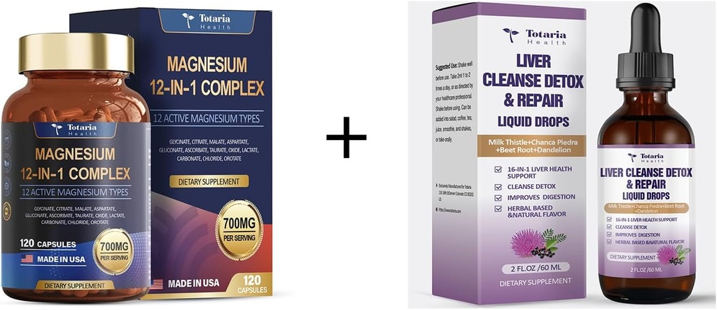 12 σε 1 σύμπλοκο μαγνησίου + Liver Cleanse Detox & επισκευή υγρού