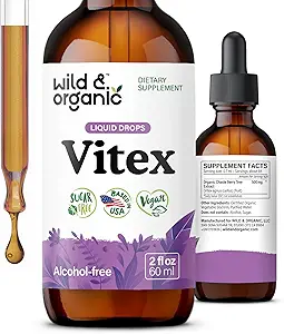 Wild & Organic Vitex Tincture - Vitex Chasteberry Supplement for Women - Sıvı Chaste Tree Berry İyi Mood için alıntı - Vegan, Sugar & Alkol Özgür Herb Drops - 4 fl oz
