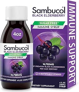 Sambucol Sugar-Free Black Elderberry Syrup – Sambucus Elderberry Syrup for Yetişkinler Immune Support, Elderberry Liquid, Elderberry Extract - 4 Fl Oz