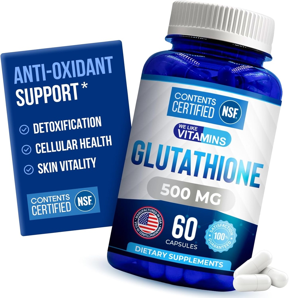 Μας αρέσει Βιταμίνες NSF Certified Glutathionone Supplement 500mg - 60 Κάψουλες Μειωμένης L-Γλουταθειόνης για Αντιοξειδωτική & Ανοσολογική Υποστήριξη - Κατασκευάζεται στις ΗΠΑ