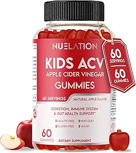 Apple Cider Vinegar Gummies for Kids, 60 hizmet. Gluten Free, Vegan ve Gelatin Free ACV Gummies