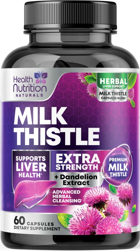 Süt Butle Supplement, Silymarin Marianum & Dandelion Root Liver Health Support - 9:1 Extract Liver Cleanse Detox & Tamir 1000 mg Equivalent - Nature's Milk Thistle Supplements - 60 Capsules
