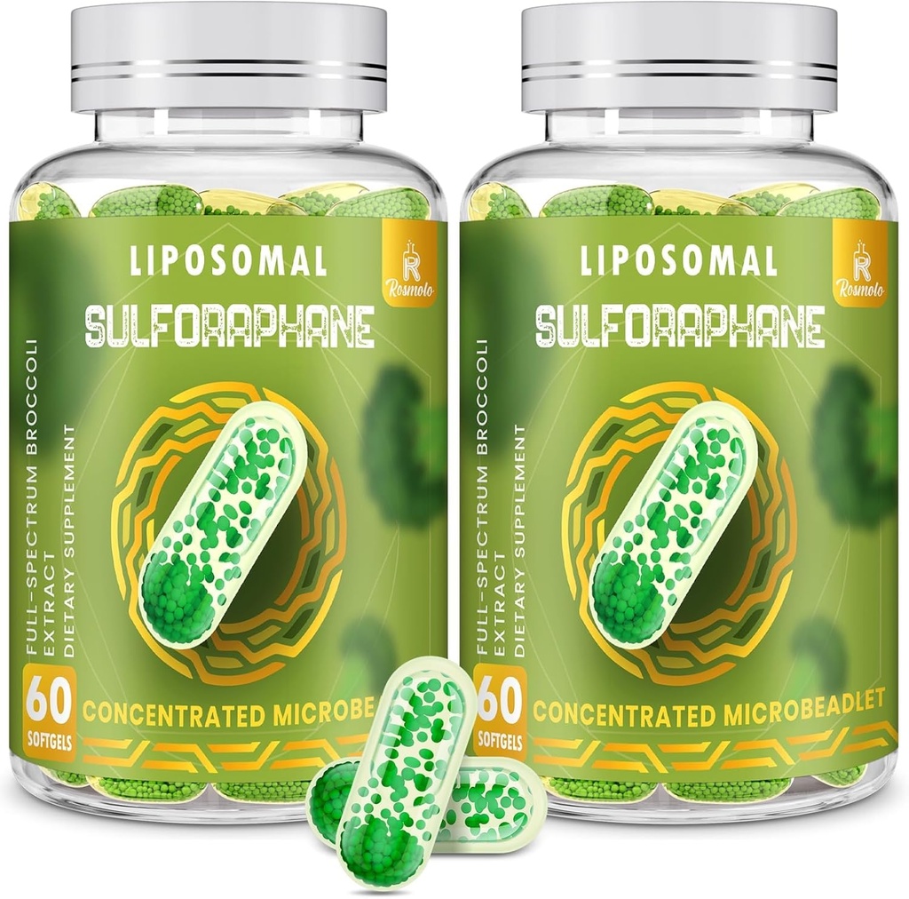 800 MG Liposomal Sulforaphane, Maksimum Aborpsiyon ve Potency için Güçlü Çift-Delivery, Full-Spectrum Broccoli Ekstraksiyon, Antioksi & Liver Supplement, 120 Softgels