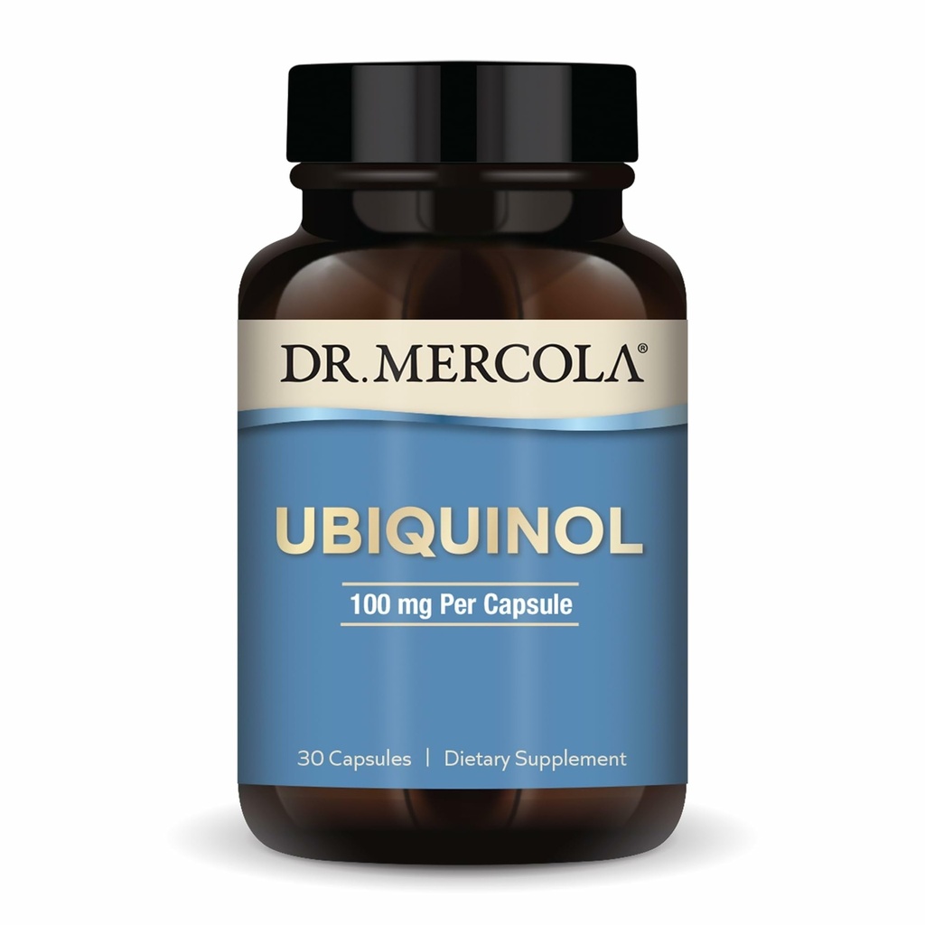 Dr. Mercola Ubiquinol - 100 mg Ubiquinol - Enerji Üretimi - Antioksi Supplement - Non-GMO, Gluten-Free & Soy-Free - 30 Capsules (30 Servisler)