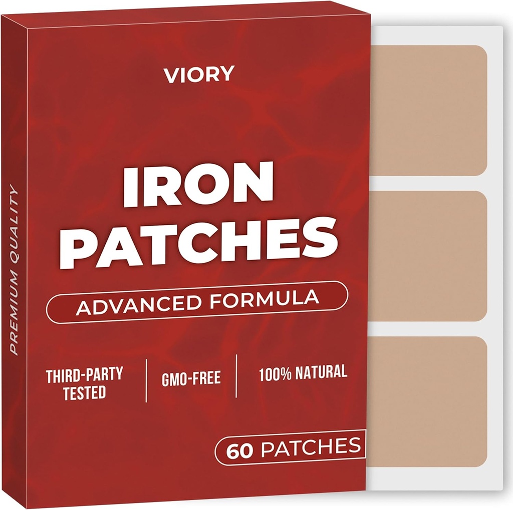 Iron Patches (Pack of 60) - 100% Natural Patch for Women and Men - with Biotin - Ενέργεια, Εστίαση & Υποστήριξη Σώματος - Ενισχυμένη Φόρμουλα