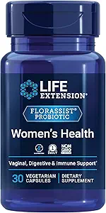 Life Extension FLORASSIST® Probiyotik Women's Health, Vaginal Health, Digestive Health, Immune Health, Gluten-Free, Non-GMO, Vegetarian, Once-Daily Formula, 30 Capsules