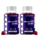 Vitamatic Melatonin 20 mg Gummies for Yetişkinler, 30 Hizmet - 60 Count - Non-Habit Form Supplement (Pack of 2)