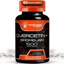Quercetin με Bromelain συμπλήρωμα - 1500mg - ανοσοποιητική υποστήριξη και κάψουλες για την υγεία της καρδιάς για άνδρες και γυναίκες, Quercetin συμπληρώματα βοηθά στη στήριξη του κοινού & υγιούς αναπνευστικού συστήματος - 120 κόμης