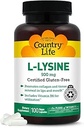 Ülke Life L-Lysine 500 mg ile B-6, Destekler Immune Health, Lips and Mouth, 100 Vegan Capsules, sertifikalı Gluten Free, sertifikalı Vegan Vegan