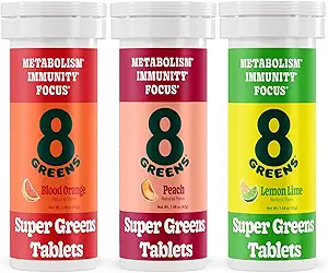 8Greens Supergreens Tabletleri | Super Greens Toz Superfood Tablet, Metabolism Immunity & Focus, Daily Greens Effervescent Tabletleri, Organik: Aloe Vera, Spirulina, Chlorella, Çeşitli, 30 Hizmetler