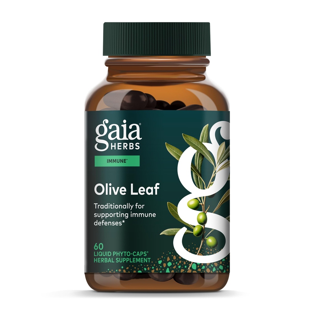 Gaia Herbs Olive Leaf - Traditional Immune Health Support - Συμπλήρωμα ανοσοποιητικού συστήματος με εκχύλισμα ελιάς & Oleuropein* - 60 Vegan Liquid Phyto-Caps (30-Day Supply)