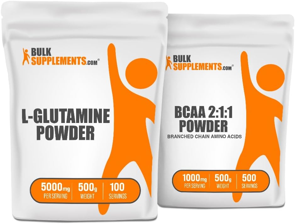BulkSupplements L-Glutamine 500g + BCAA 2:1 500g Sche