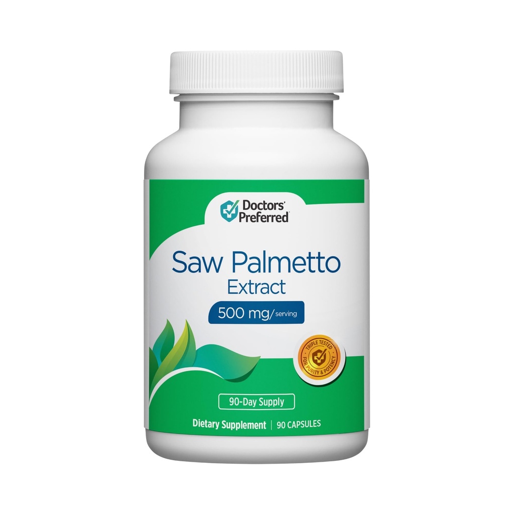 DOCTERS' PREFERRED Saw Palmetto for Men and Women Extract Supplement - 500 mg/Serving | 90 Capsules