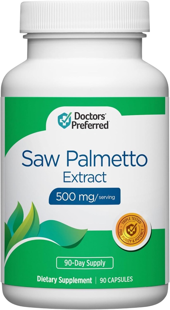 DOCTERS' PREFERRED Saw Palmetto for Men and Women Extract Supplement - 500 mg/Serving | 90 Capsules