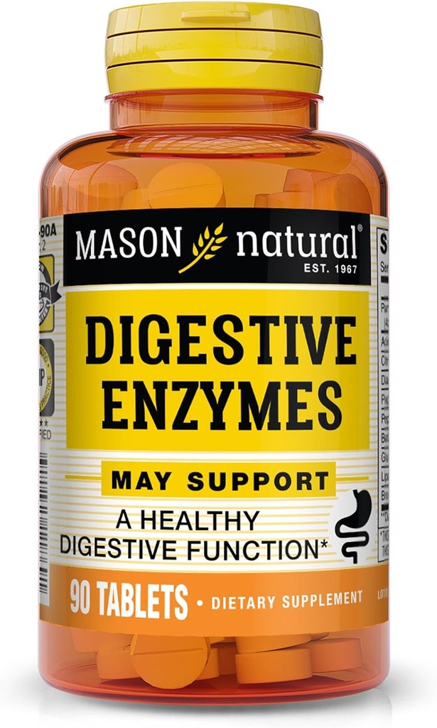 MASON NATURAL Digestive Ένζυμα με προβιοτικά & προβιοτικά, Υποστηρίζει Digestive Health & Gut Balance, 90 δισκία